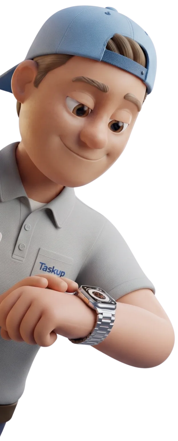 נותן שירות מקצועי ב-Taskup בודק את השעון